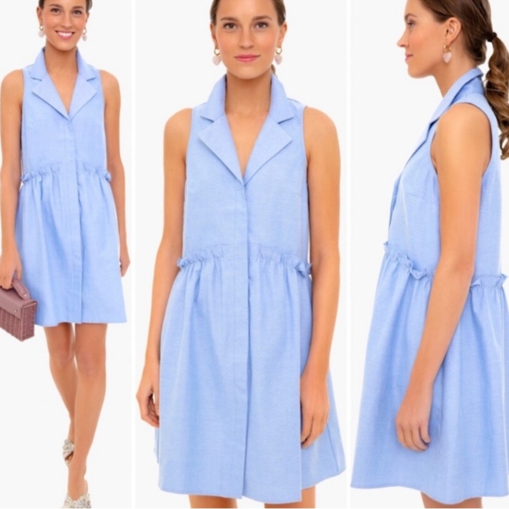 Tuckernuck Light Blue Sleeveless Collared Mini Dress
